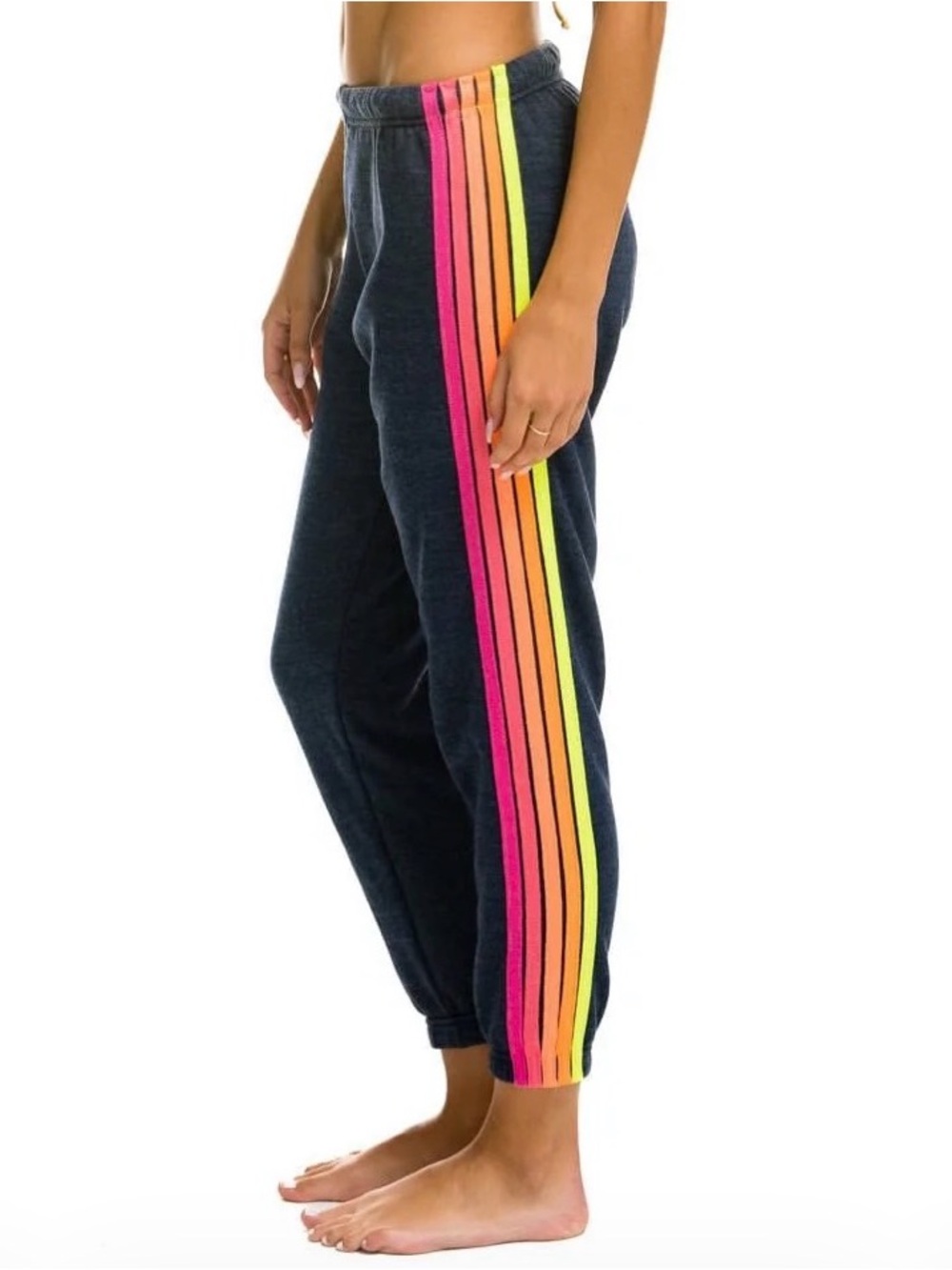 Navy Aviator Nation Sweatpants with Colorful Stripes
